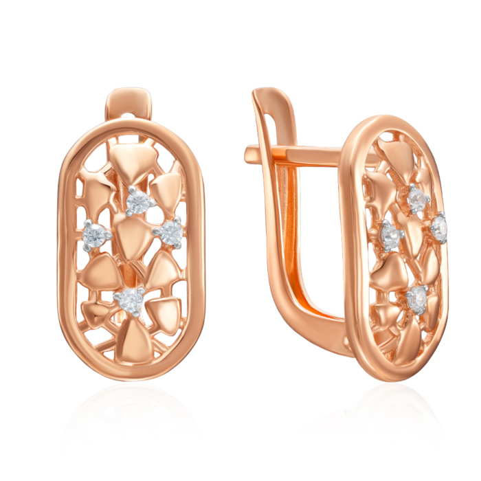 Золотые серьги с фианитами. Артикул 23378/01/1/13