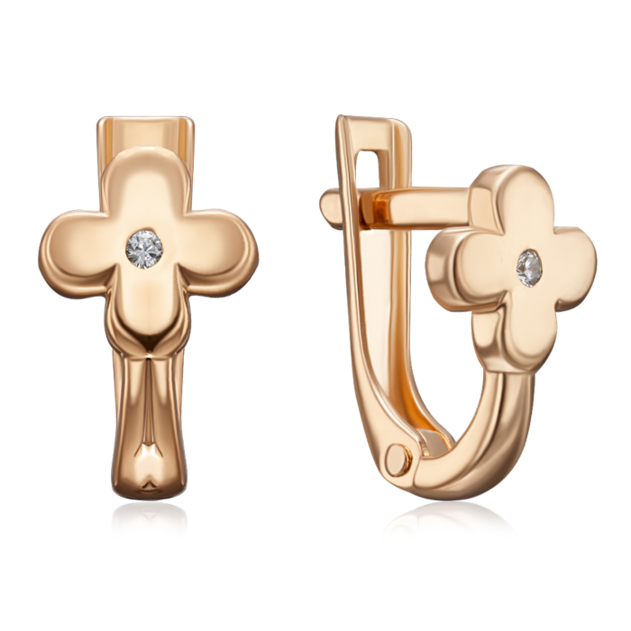 Золотые серьги с фианитом. Артикул 23379/01/0/1