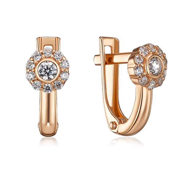 Золоті сережки з фіанітами. Артикул 23382/01/0/55