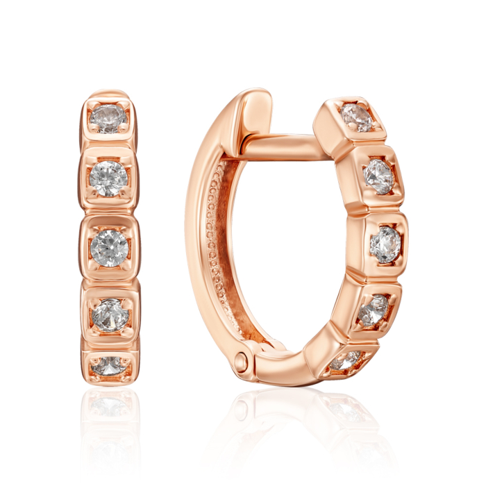 Золоті сережки з фіанітами. Артикул 23391/01/0/3