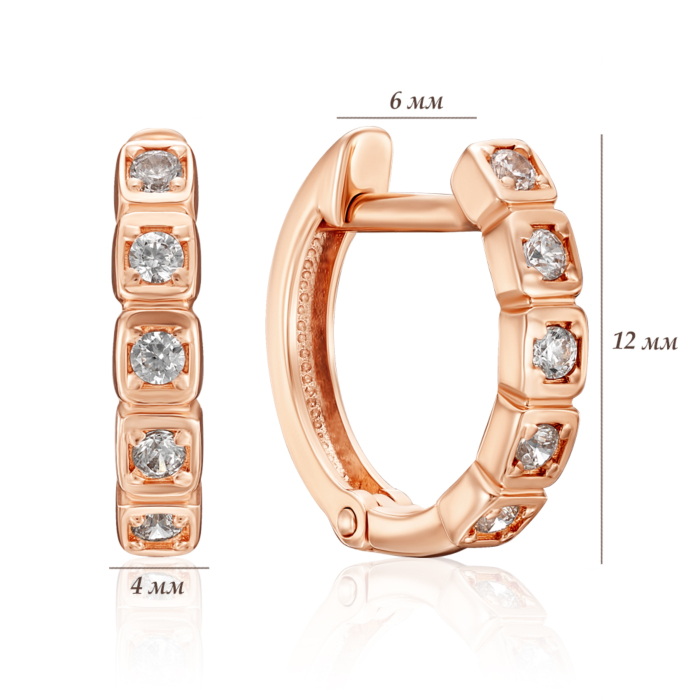 Золоті сережки з фіанітами. Артикул 23391/01/0/3