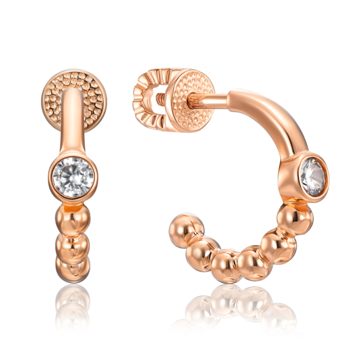 Золотые серьги с фианитом. Артикул 23406/01/0/52