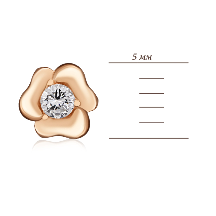 Золотые пуссеты с фианитом. Артикул 23410/01/0/52