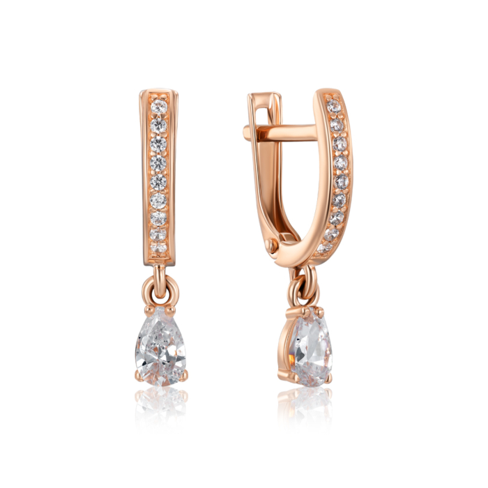 Золоті сережки з фіанітами. Артикул 23413/01/0/2664