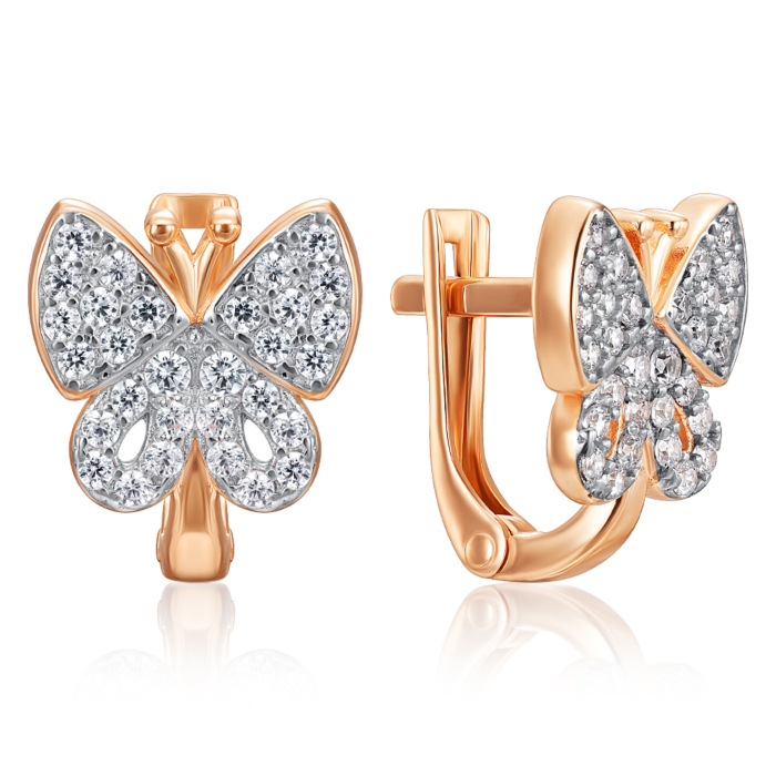 Золоті сережки з фіанітами. Артикул 23417/01/1/36