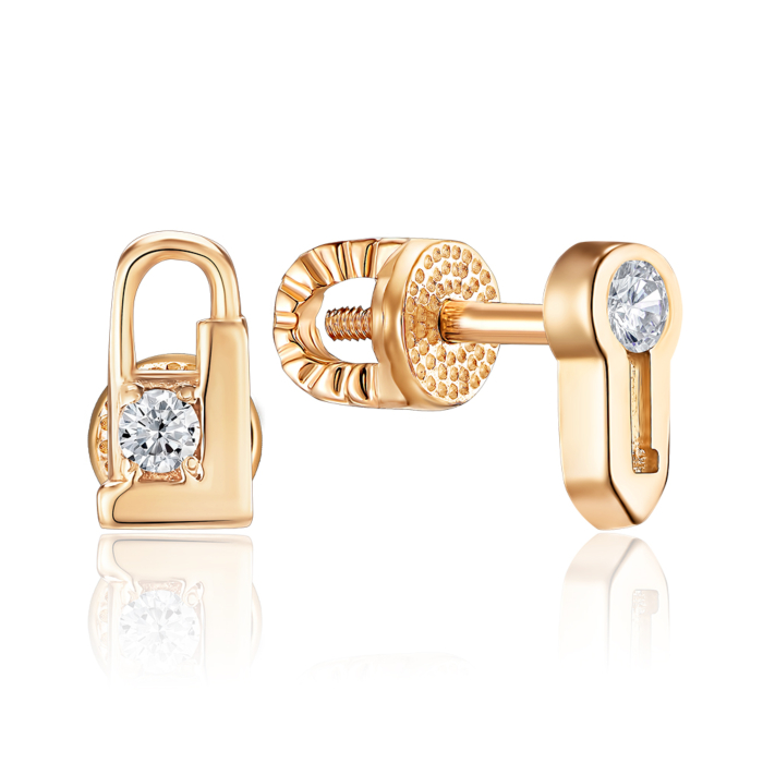 Золоті сережки з фіанітом. Артикул 23421/01/0/57
