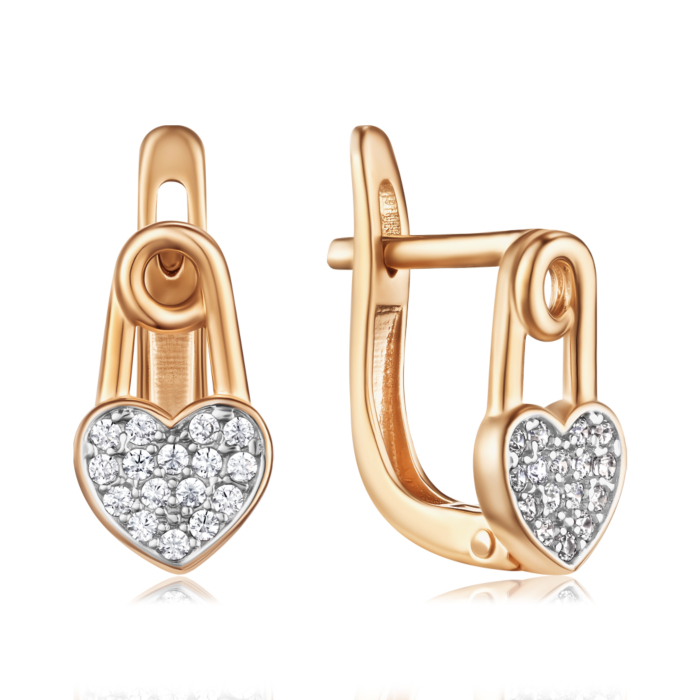 Золотые серьги с фианитами. Артикул 23429/01/1/1