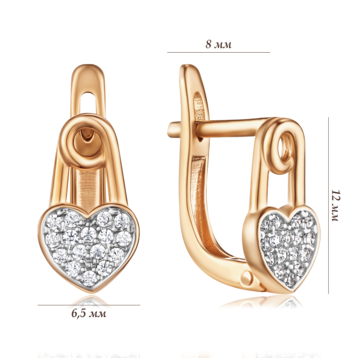 Золотые серьги с фианитами. Артикул 23429/01/1/1
