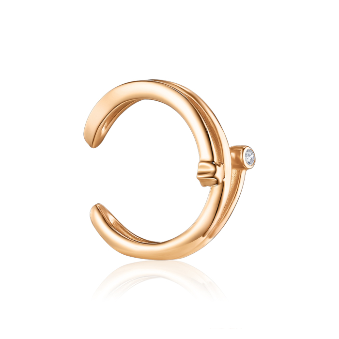 Золота сережка-кафа з фіанітом. Артикул 23433/01/0/1