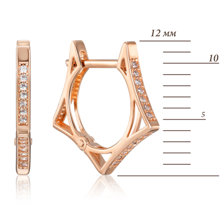 Золоті сережки-конго з фіанітами. Артикул 23442/01/0/1