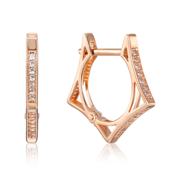 Золоті сережки-конго з фіанітами. Артикул 23442/01/0/1