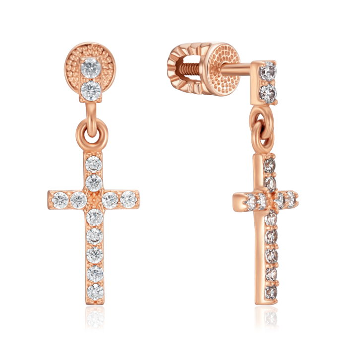 Золоті сережки з фіанітами. Артикул 23444/01/0/43