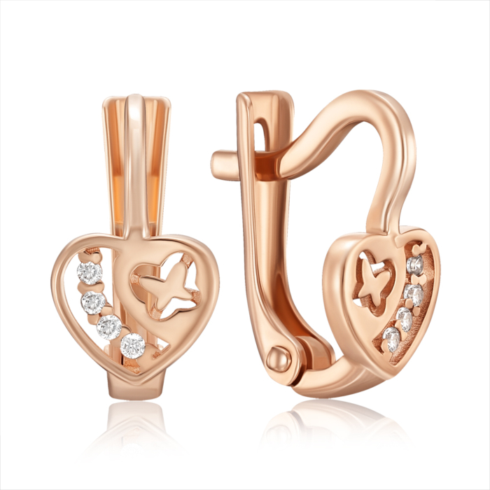 Золотые серьги с фианитами. Артикул 23457/01/0/42