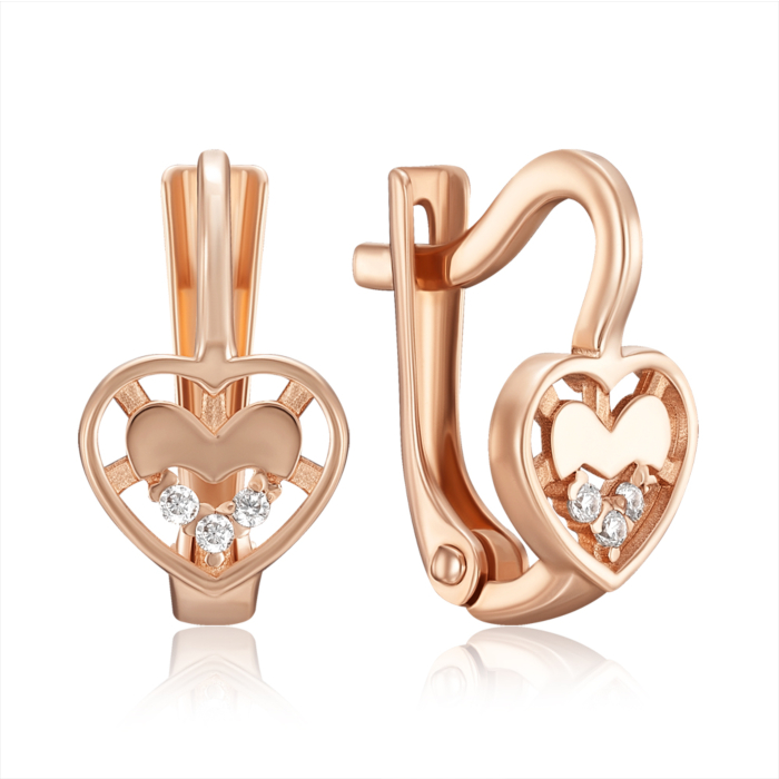 Золотые серьги с фианитами. Артикул 23458/01/0/42