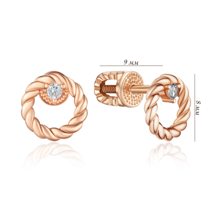 Золотые серьги с фианитом. Артикул 23464/01/0/46