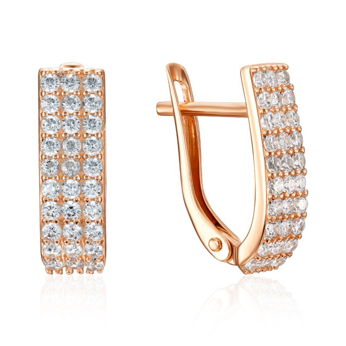 Золотые серьги с фианитами. Артикул 23469/01/0/3