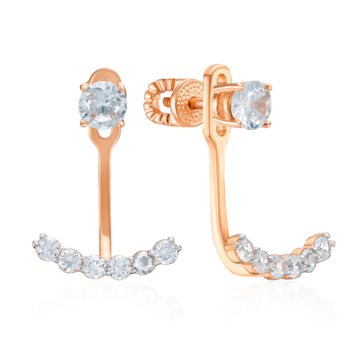 Золотые пуссеты с фианитами. Артикул 23470/01/1/72