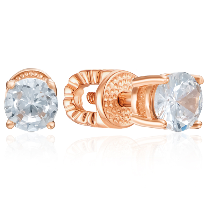 Золотые пуссеты с фианитами. Артикул 23470/01/1/72