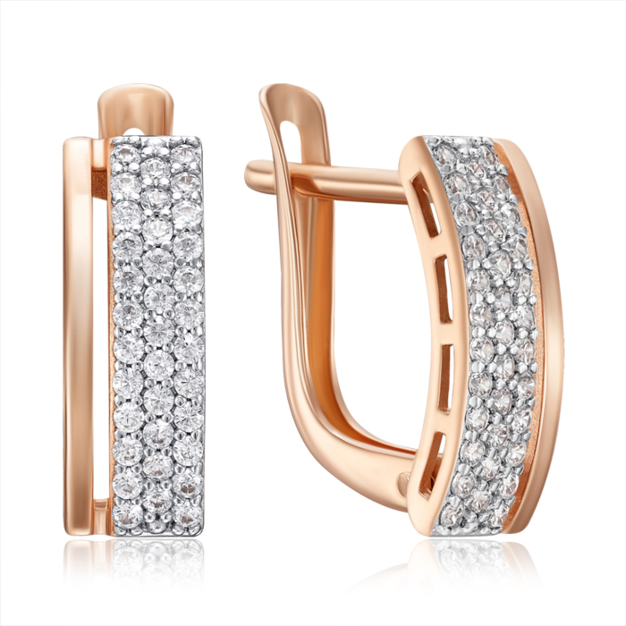 Золотые серьги с фианитами. Артикул 23472/01/1/1