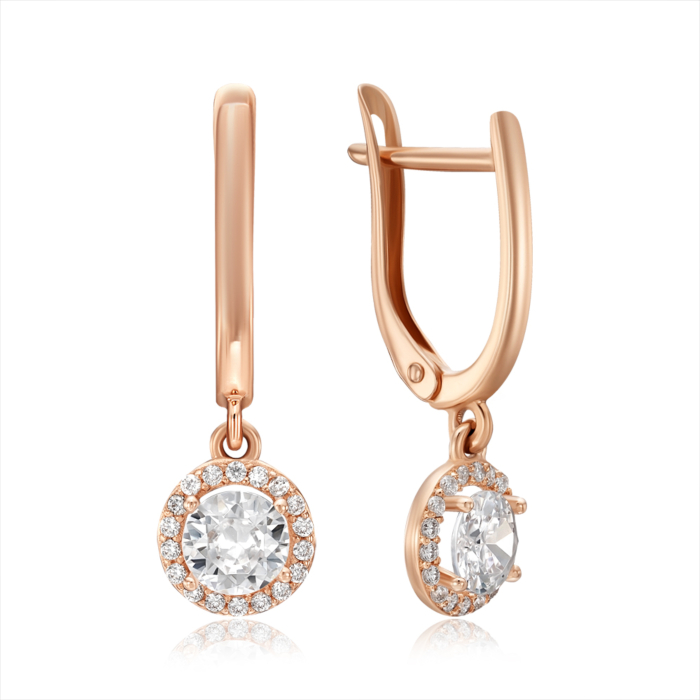 Золоті сережки з фіанітами. Артикул 23475/01/0/15