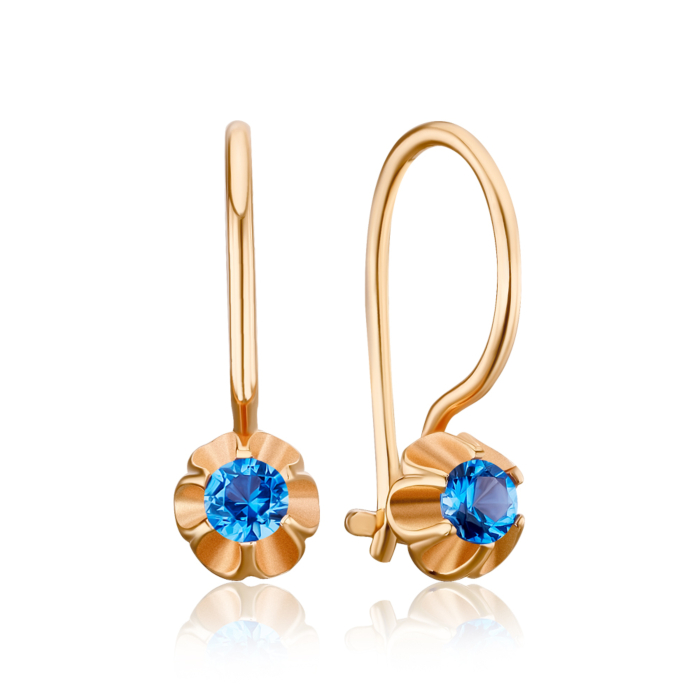 Золотые серьги с фианитом 23477/01/0/4469