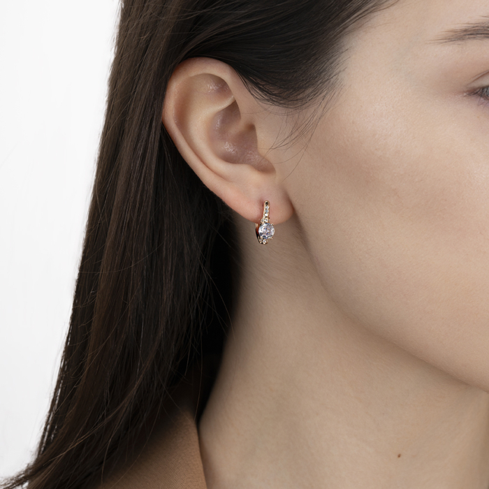 Золотые серьги с фианитами. Артикул 23486/01/0/15