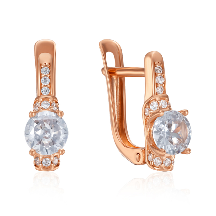 Золотые серьги с фианитами. Артикул 23486/01/0/15