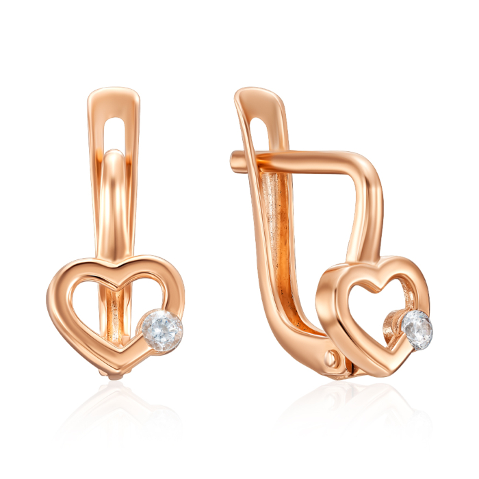 Золотые серьги с фианитом. Артикул 23490/01/0/17