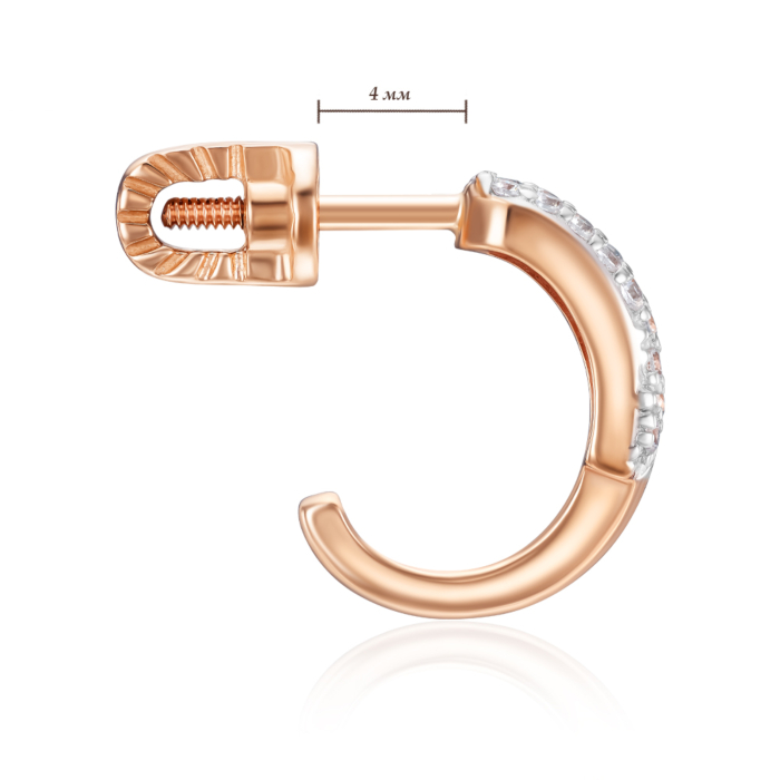 Золотые пуссеты с фианитами. Артикул 23498/01/1/1