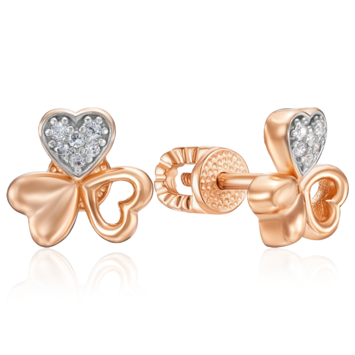 Золоті пусети з фіанітами. Артикул 23500/01/1/1