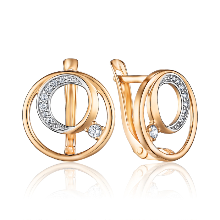 Золоті сережки з фіанітами. Артикул 23505/01/1/221