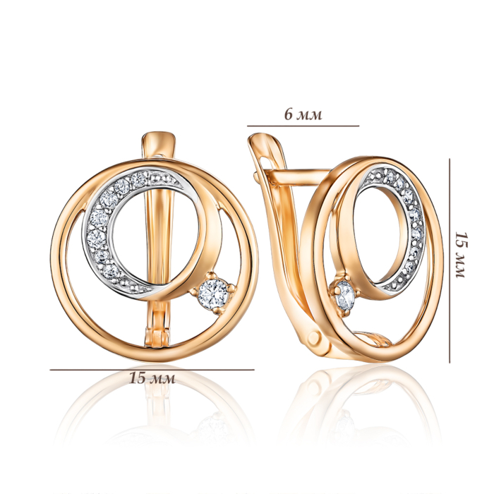 Золоті сережки з фіанітами. Артикул 23505/01/1/221