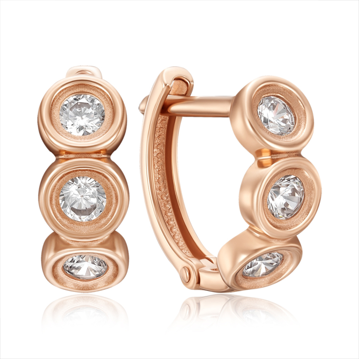 Золоті сережки з фіанітами. Артикул 23511/01/0/52