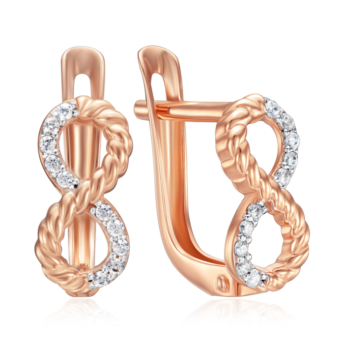 Золотые серьги с фианитами. Артикул 23518/01/1/1