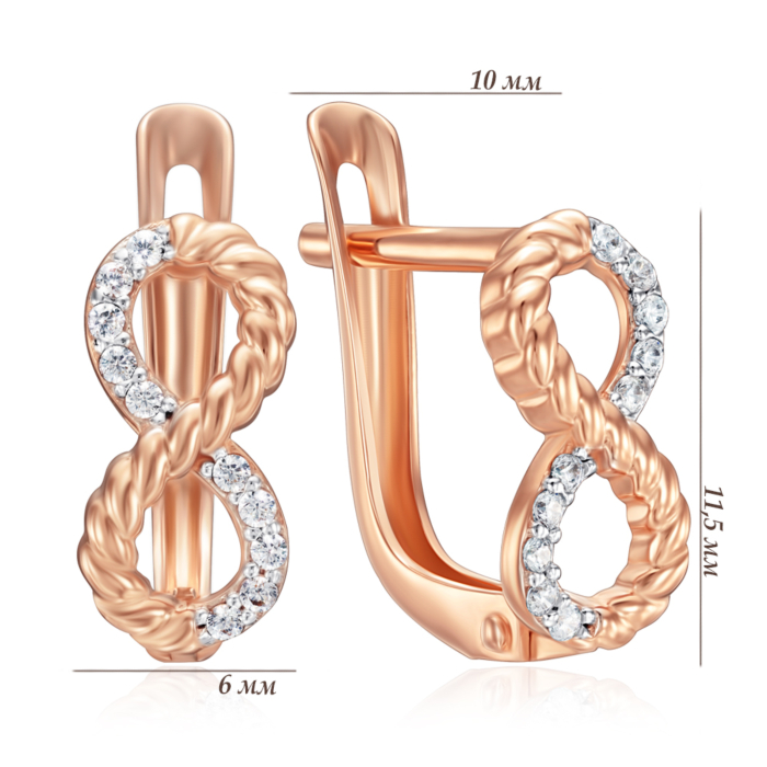 Золотые серьги с фианитами. Артикул 23518/01/1/1