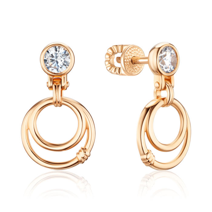 Золоті сережки з фіанітом 23530/01/0/53