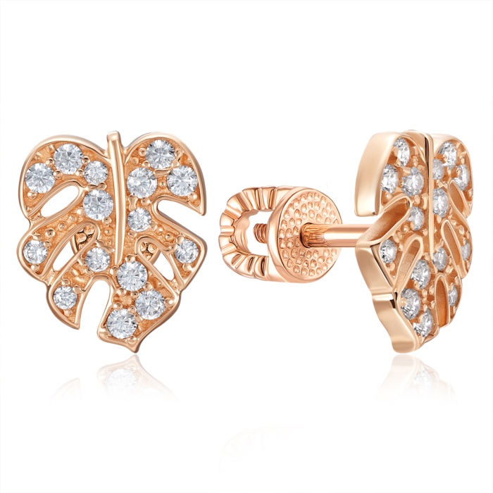 Золоті пусети з фіанітами. Артикул 23536/01/0/36