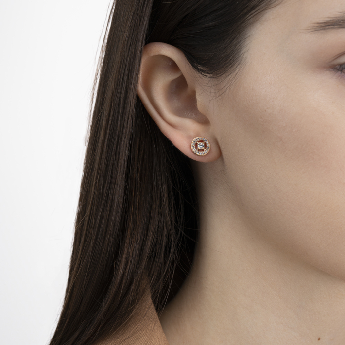 Золоті пусети з фіанітами. Артикул 23539/01/0/47