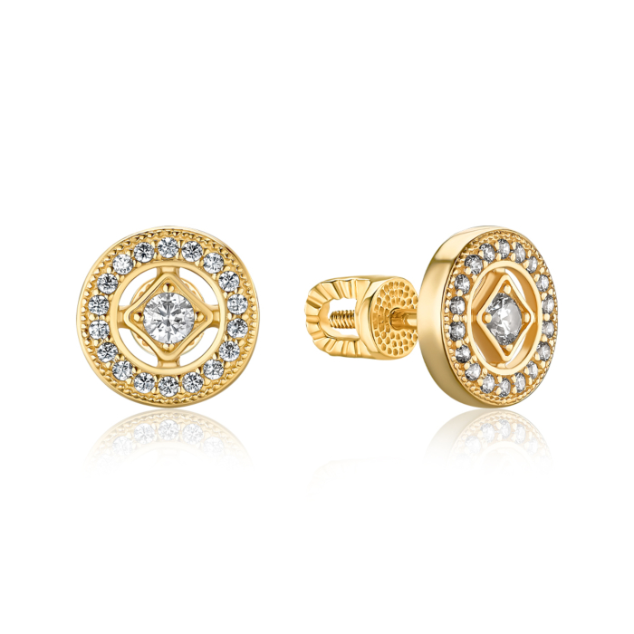 Золотые серьги с фианитами. Артикул 23539/03/0/47