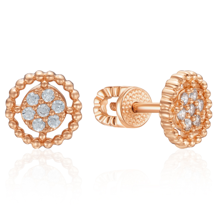 Золоті пусети з фіанітами. Артикул 23541/01/0/13