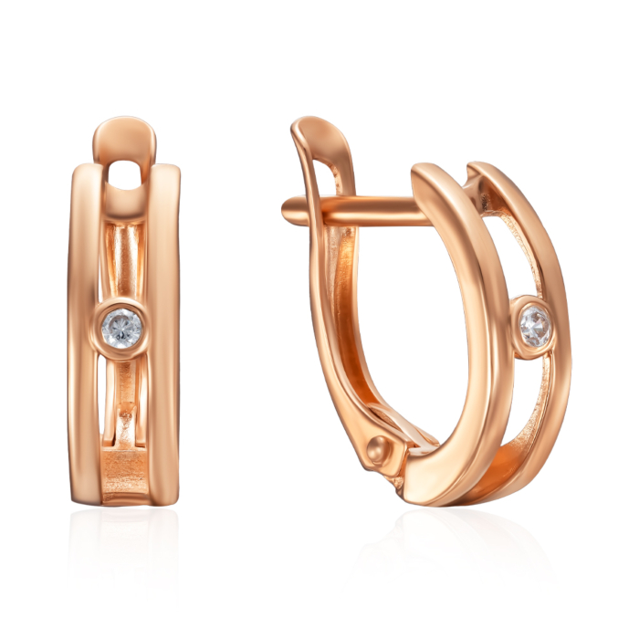 Золотые серьги с фианитом. Артикул 23549/01/0/3