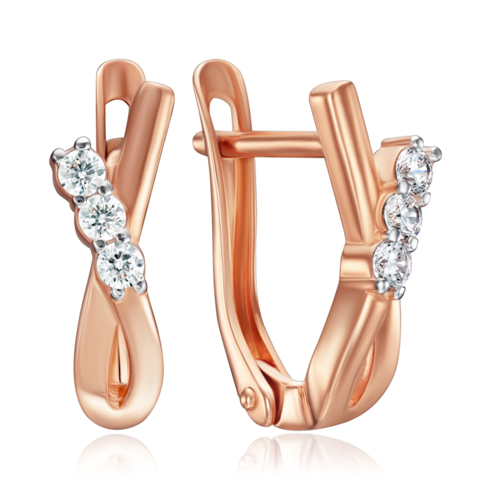 Золоті сережки з фіанітами. Артикул 23555/01/1/17