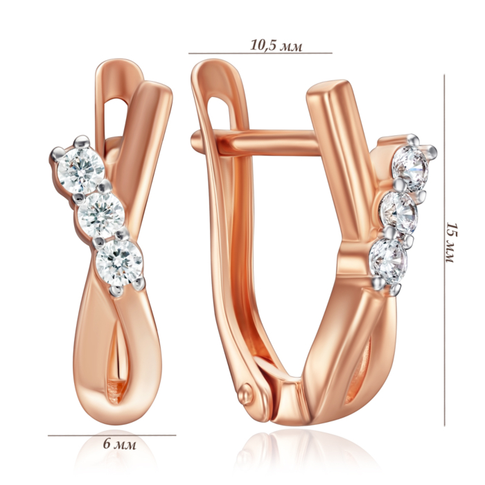 Золоті сережки з фіанітами. Артикул 23555/01/1/17