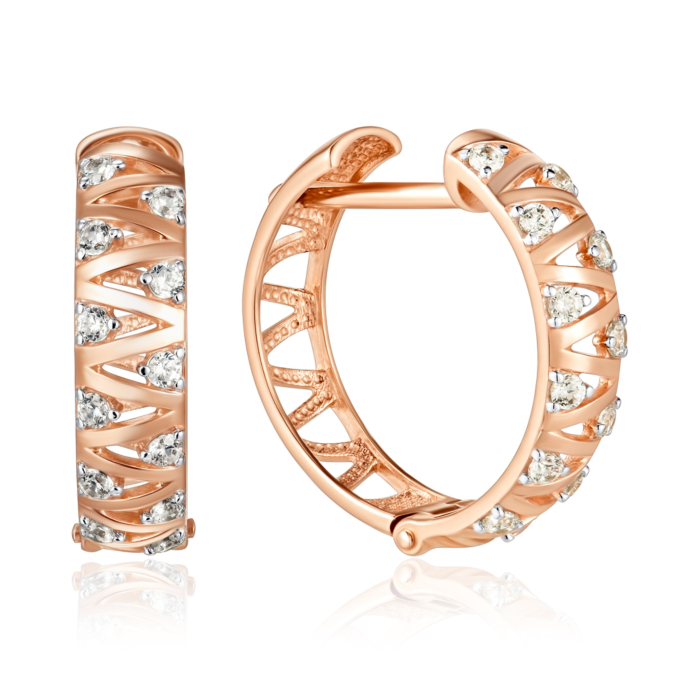 Золоті сережки-конго з фіанітами. Артикул 23556/01/1/3