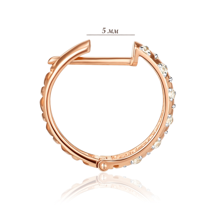 Золоті сережки-конго з фіанітами. Артикул 23556/01/1/3