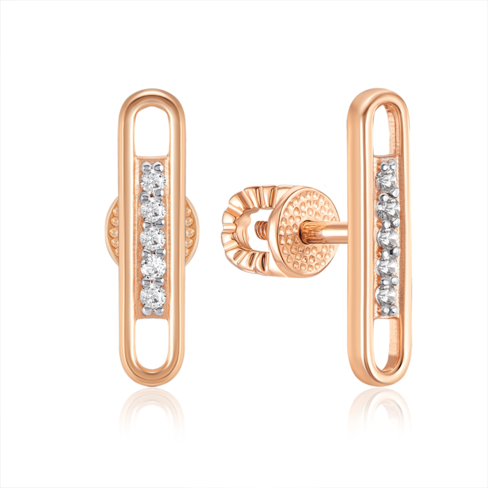 Золоті сережки з фіанітами. Артикул 23557/01/1/1