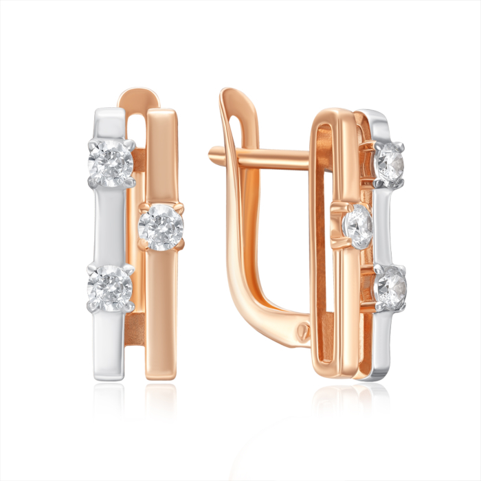 Золоті сережки з фіанітами. Артикул 23559/01/1/52