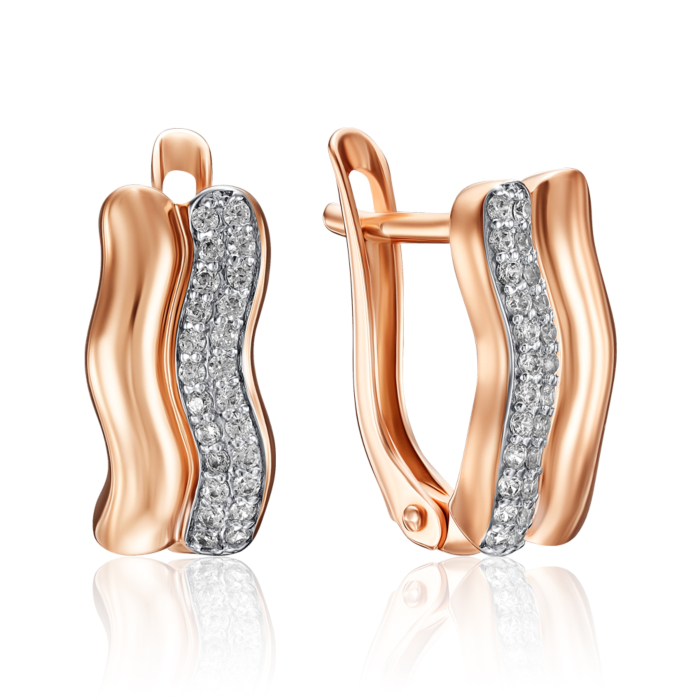 Золоті сережки з фіанітами. Артикул 23561/01/1/1