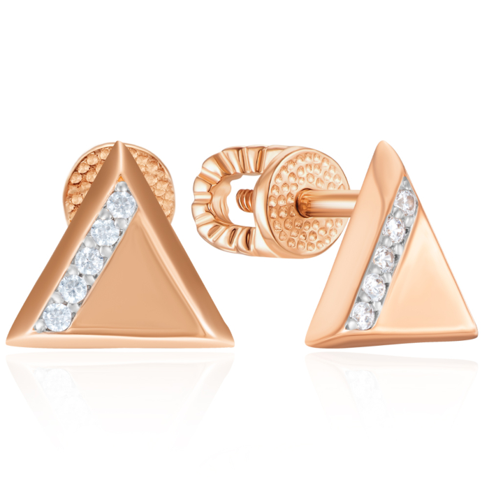 Золотые пуссеты с фианитами. Артикул 23563/01/1/1