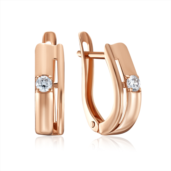 Золотые серьги с фианитом. Артикул 23566/01/0/52